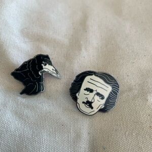 Edgar Allen Poe Black and White Enamel Pin Set
